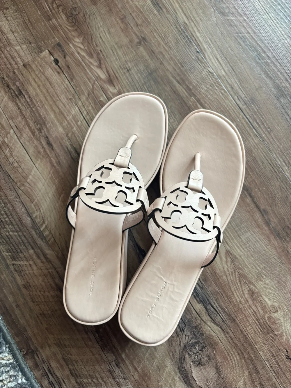 Tory Burch Light Pink Miller Wedge Sandals